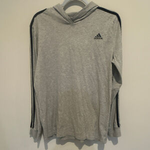 adidas Boys XL (18/20) Gray Pullover Hoodie 100% Cotton Long Sleeve Logo